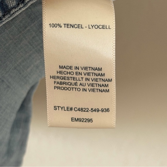 Anthropologie Cloth And Stone Breezy Button Chambray Short Sleeve Shirt Size XL - Picture 7 of 8